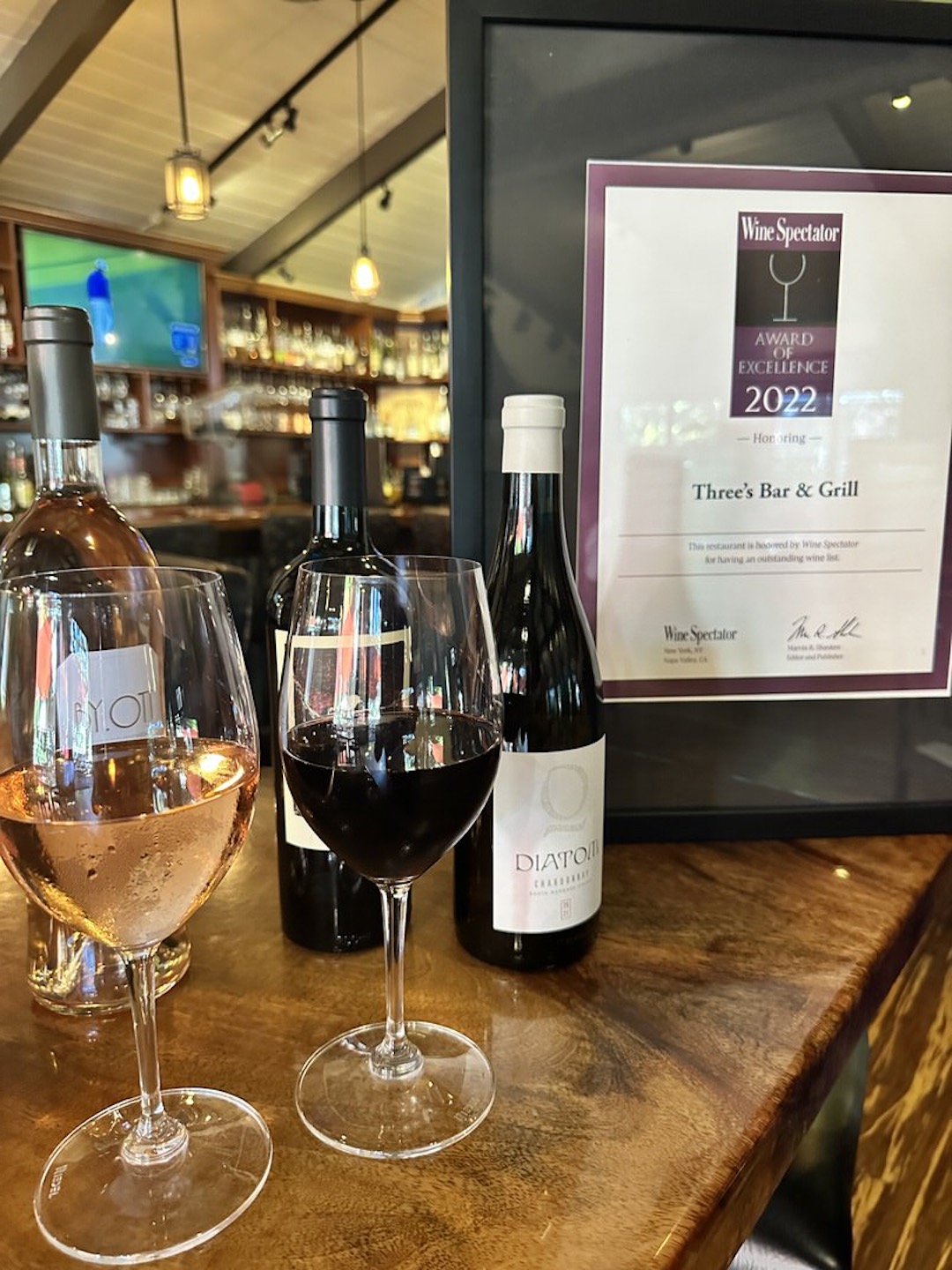 Three's wines with the 2022 Wine Spectator Award of Excellence